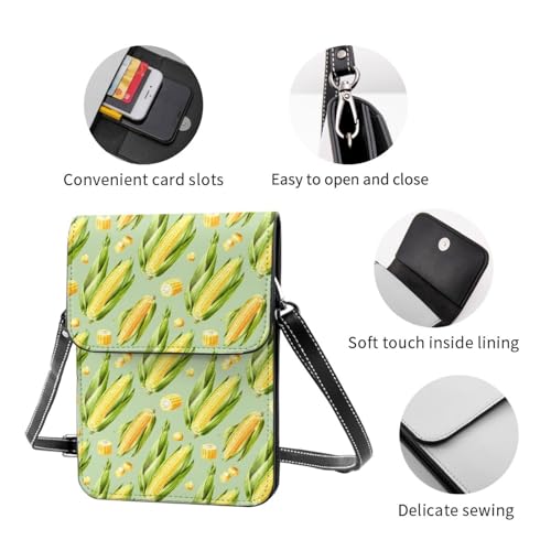 Small Crossbody Bags for Women, Leather Fresh Sweet Corn Cell Phone Cross Body Bag Wallet Purses4