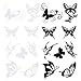 FINGERINSPIRE 6Pcs Farfalla Auto Auto Auto Adesivi Adesivi vetrofania Decalcomania/Adesivo (3 Pattern) per autocarri furgoni SUV paraurti, Bianco e Nero