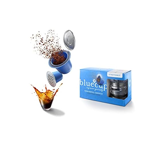 Bluecup Cápsulas de café reutilizables Nespresso Cafeteras, Recargables Compatibles con Nespresso Máquinas, 2 Cápsulas Rellenables + 100 Tapas + 1 Sellador de cápsulas + 1 Cuchara