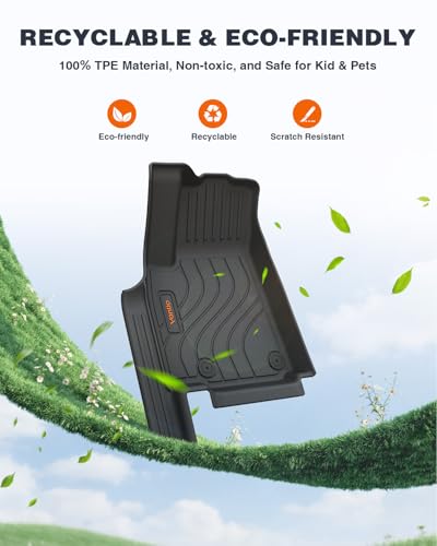 Image of Floor Mats & Cargo Liner Set for 2021-2026 Jeep Grand Cherokee L 6 Passenger (Without Center Console), Custom Fit TPE All Weather Floor Liners with Seat Back Protectors & Door Sill Guards