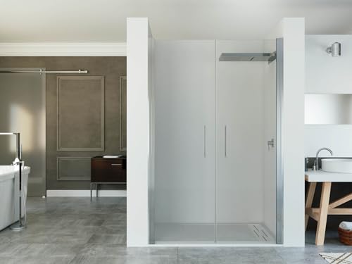 Mampara de Ducha Abatible 2 Puertas. Vidrio Templado transparente 6 mm, tratamiento Antical Altura 200cm. Personalizable. Mampara fabricada a medida. (De 151 a 155 cm)