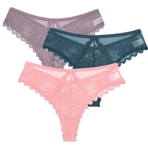 VUIPAJQC Ropa Interior Conjunto De Tangas De 3 Piezas para Mujeres, Ropa Interior Suave Y Transpirable-Set 9-Metro-3 Piezas