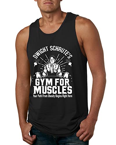 Wild Bobby Dwight Schrutes Gym for Muscles Gym/Workout Mens Graphic Tank Top Black Large