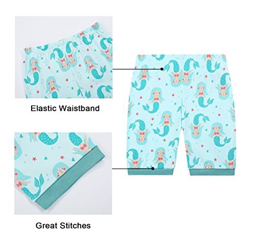 Benaive Girls Pajamas Sets 4 Pieces 100% Cotton Summer Pjs Short Sleeves Kids Sleepwear Size 4T - image 7