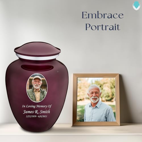 Image of Geturns Embrace Adult Personalized Picture Cremation Urns for Human Ashes I Large Photo Cherry Purple Funeral Urn for Men and Women I 200 lbs
