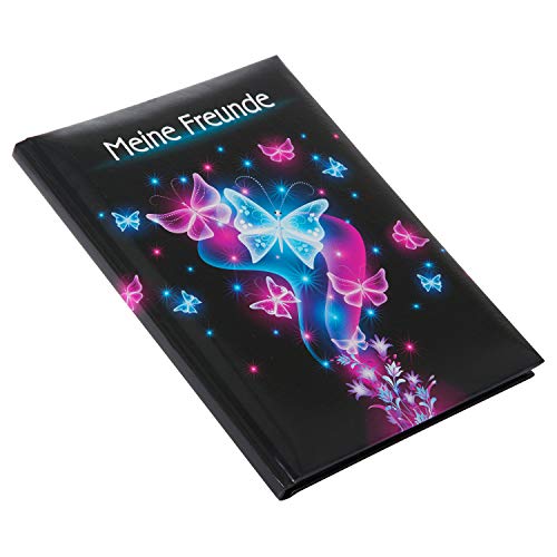 goldbuch 43577 Freundebuch Schmetterling, Freundschaftsbuch DIN A5 mit 88 illustrierte Seiten, für Kita, Hort und Grundschule, für Beste Freunde in der SchulzeitKunstdruck, Schwarz / Pink / Blau – Bild 3