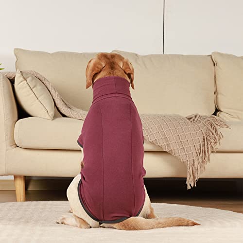 Hjyokuso Hundepullover - Fleece Pullover für kleine, mittelgroße & große Hunde - Warm & Leichter Hundepulli, Wintermantel & Outdoorhundemantel - Weinrot