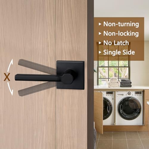 Image of NEWBANG Single Sided Dummy Door Handle for Closet or Pantry, Non-Turning Matte Black Reversible Interior Push /Pull Lever, HD1601-DB-Dummy-15P