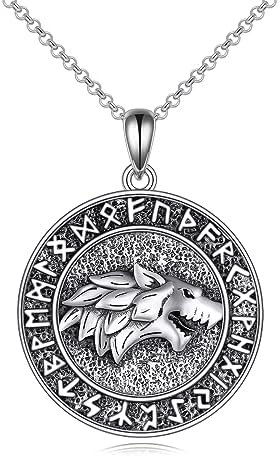 VONALA 925 Sterling Silver Viking Thor's Hammer/Arrowhead/Battle Axe/Wolf Head Pendant Necklace Mjolnir Nordic Runic Talisman Norse Amulet Jewellery Gifts for Men Boyfriend