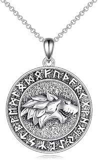 VONALA 925 Sterling Silver Viking Thor's Hammer/Arrowhead/Battle Axe/Wolf Head Pendant Necklace Mjolnir Nordic Runic Talisman Norse Amulet Jewellery Gifts for Men Boyfriend
