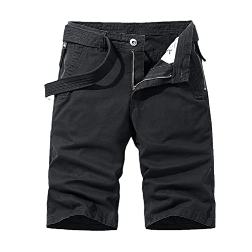 MORISTE Sommar casual knäbyxor herr shorts andas flera fickor hiphop kort, Svart, 28