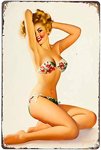 Dafony Bikini de playa Sexy Belleza Pin Up Girl Metal Signs Poster Ret