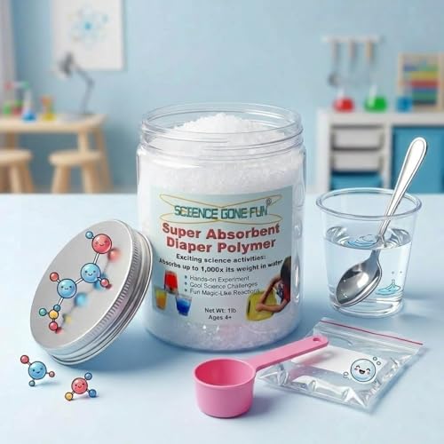1 Pound Super Absorbent Diaper Polymer_Science Educational Products - Sodium Polyacrylate for Science Experiments Magic Tricks Sensory Bins and DIY Cooling Packs