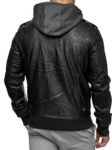 Indicode Heren Aaron Jacket | Imitatieleren jas met afneembare capuchon - Afbeelding 6