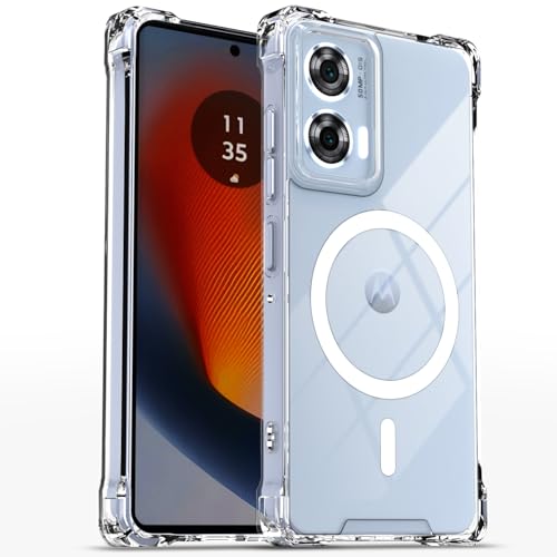 Image of Pikkme Back Cover for Motorola Moto Edge 50 Fusion 5G / Moto G96 5G Mag-Safe Shockproof PC + TPU Protective Case Magnetic Support Bumper Case (Transparent Mag-Safe)