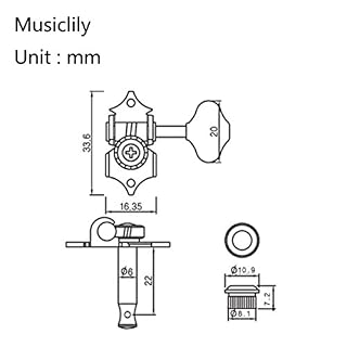 Musiclily Pro Mécaniques 3×3 pour Guitare Acoustique, Nickel Bouton Plaqué Chrome – Image 3