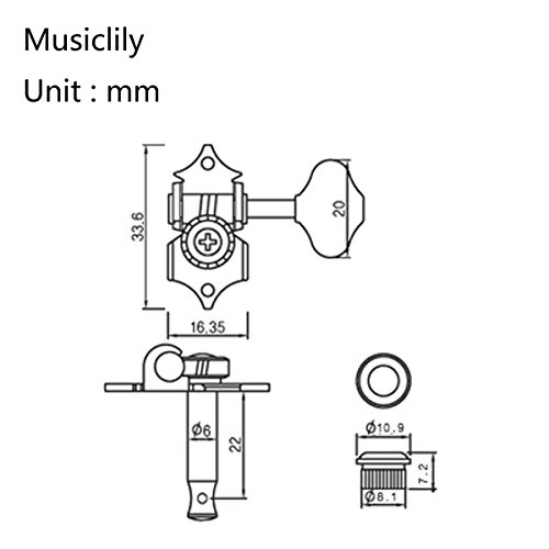 Musiclily Pro Mécaniques 3×3 pour Guitare Acoustique, Nickel Bouton Plaqué Chrome - Les Beatles, Paul McCartney, John Lennon, RIngo Starr, George Harrison Musiclily Pro Mécaniques 3×3 pour Guitare Acoustique, Nickel Bouton Plaqué Chrome – Image 4