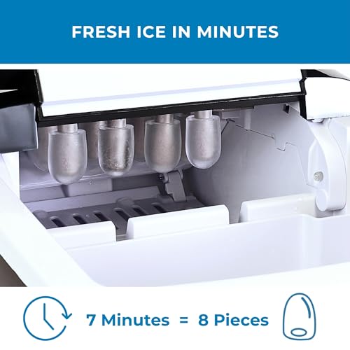 Image of Koolatron Countertop Ice Maker Machine with Handle 26lbs in 24Hrs Black | 8 Ice Cubes Ready in 7 Mins, Ice Makers with Basket and Scoop, maquina para hacer hielo Black for Home /Kitchen /Camping
