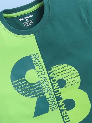 Image of Bumchums Boys Casual Regular Fit Round Neck Half Sleeve T-Shirt for Kids, Boys, Graphic Printed