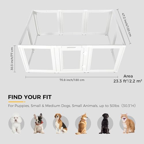 Everfront Cercadinho de plástico acrílico transparente para cães, para cachorrinhos, gatos, coelhos,