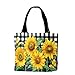 Briarwood Lane Checkered Sunflowers Summer Canvas Tote Bag 14.5