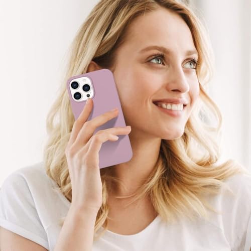 Image of DIZORO Microfiber Candy Case Compatible for iPhone 13 Pro Max Shockproof Slim Back Cover Liquid Silicone Case - Lilac