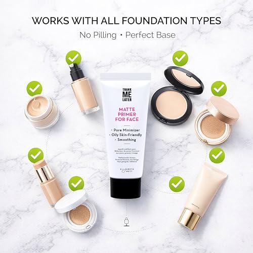 Elizabeth Mott Thank Me Later Face Primer - Mattifying Makeup Base Primer for Shine and Oil Control - Pore Minimizer, Smooths Wrinkles and Fine Lines – Long-Lasting Makeup Gripping Formula, 30g