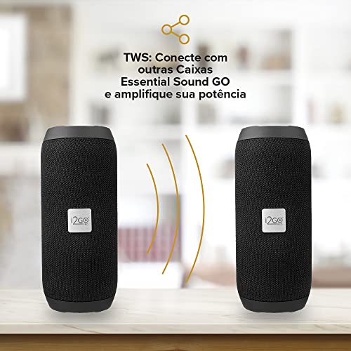 I2GO, Caixa De Som Bluetooth Essential Sound Go, 10W RMS, Resistente à Água, Preto glide