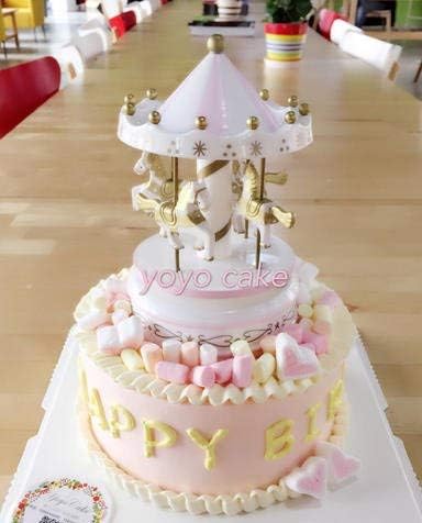 Decoration De Gateau En Plastique Avec Motif Carrousel Pour Decoration De Gateau D Anniversaire Rose Amazon Fr Cuisine Et Maison