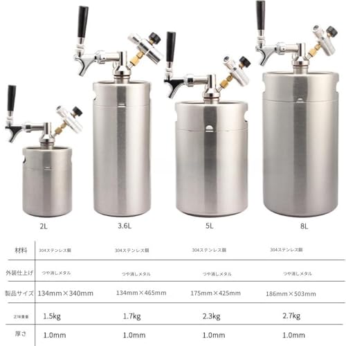 Kirnuo ビールサーバー 304ステンレス 5L