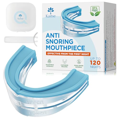 Anti Snoring Mouthpiece for Sleep: Anti Snoring Devices for Men Women -Designed to Help Reduce Snoring - Adjustable & Reusable (White Blue)