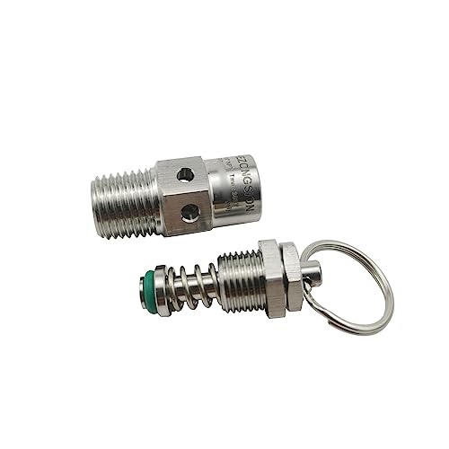 HEZONGSION 1/4" NPT Male Mini Adjustable Pressure Relief Safety Valve with Lock,15psi Set Pressure,0-30psi Pressure Range,SS304 Stainless Steel by HEZONGSION - Used condition - Image 2