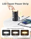 Multiprise Tour avec Lumière Nocturne, Multiprise Protectrice avec Ports USB, Cordon d'Extension 10 pi avec Multiples Prises (12AC+3A+2C) pour Bureau à Domicile Chambre d'Étudiant (Noir)