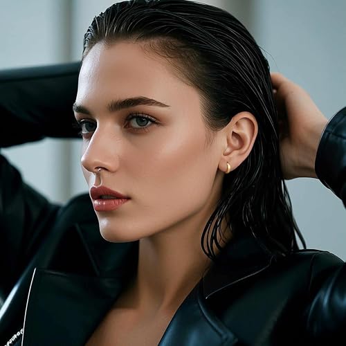 14K Gold Earrings for Women Gold Hoop Earrings for Women Huggie Earring Chunky Classic Circular with Clean Streamlined Lines Dainty Huggie Hoop Earring for Womens4