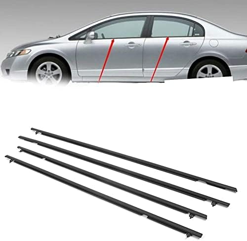 Newsmarts 4pcs Weatherstrip Windows Seal Door Belt Molding Weather-Strip for Honda Civic 2006 2007 2008 2009 2010 2011