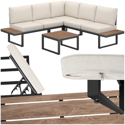 tectake® Gartenlounge Set 4-teilig, wetterfest, Gartenmöbel mit A...
