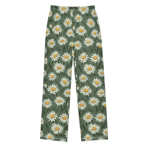 Daisy Flowers Long Pajama Pants Elastic Waist PJ Bottoms with Pockets S A1114012