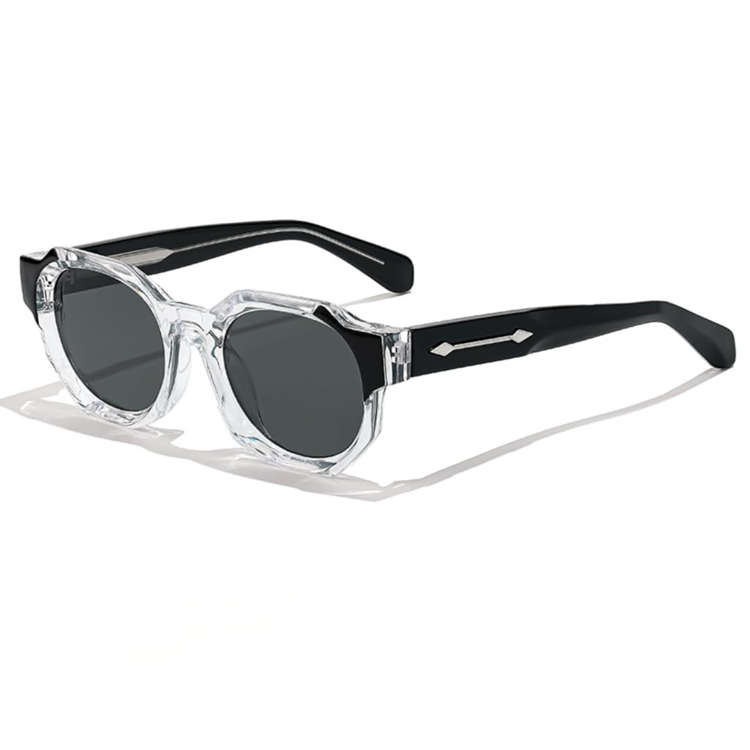 Gafas de sol de moda punk con inserción de núcleo poligonal en las patillas. Gafas de sol para mujer, ideales para fiestas de verano en la playa.