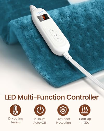 Image of RENPHO Heating Pad for Back /Neck /Shoulder /Knee /Leg, 12x24'' Electric Heat Wrap with 10 Heat Setting, FSA Eligible Items Only List, Birthday Gifts for Women Men, Auto Shut Off, ETL Certified (Blue)