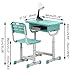 Kids Desk and Chair Sets Adjustable Children Combined Study Table for Home and School (Mint Green)