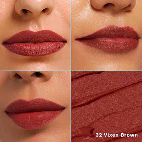 Image of Pilgrim Long Lasting Crayon Lipstick | Intense Matte Finish | Waterproof & Lightweight | Highly Pigmented & Enriched With Ceramides & Mango Seed Oil | Smooth Glide Application | (1.4g) (Vixen Brown-32)