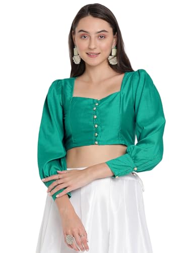 Image of studio rasa Chroma Button Down Shirt Style Blouse Crop Top for Women Girls Casual Party