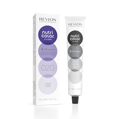 REVLON PROFESSIONAL Nutri Color Filters, Mascarilla de Coloración Temporal para el Pelo, Revive el Color del Cabello, Brillo y Coloración Intensa, Tinte Pelo Mujer Tono 020 Lavanda, 100ml