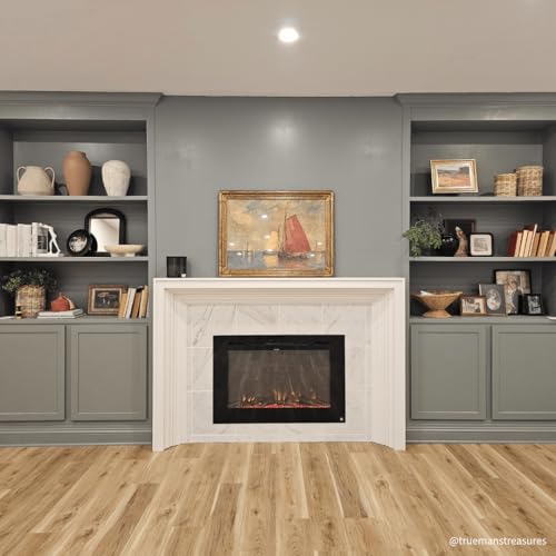 Image of Touchstone Smart Electric Fireplace-The Forte 40 inch Recessed Mounted-30 Realistic Ember Color /Flame Options-1,500W Heater w /Thermostat-Black-Log & Crystal Hearth Options-Alexa /WiFi Enabled