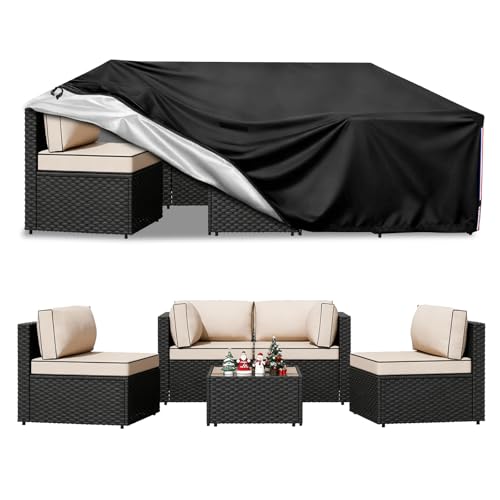 Exokugo Patio Furniture Covers Waterproof,Heavy Duty Outdoor Furniture Covers, Rectangle Patio Table Cover Fits 5-8Piece Sectional Set Outdoor Chair Couch Table Sets (126" L x 63" W x 28" H) by Exokugo - Used condition - US$57.08