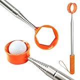 Aleybloodes Telescopic Golf Ball Retriever, 9-Foot Heavy-Duty Stainless Steel Shaft Golf Ball Picker with Non-Slip Rubber Grip, Professional Dual-Sided Easy-Pickup Golf Ball Retriever
