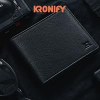 KRONIFY Leder Geldbörse Herren I Echtleder Portmonee Herren I RFID Schutz I Querformat I Herren Geldbörse mit Münzfach I 13 Kartenfächer I Geldbeutel Herren I eleganter Box (Onyx Black) – Ansicht 7
