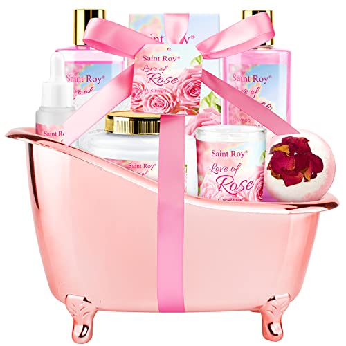 Image of Spa Gifts for Women Rose Spa Gifts Bath and Body Gift Basket Set Care Kit | Bath Gift Set Self Care Pampering Kit with Shower Gel, Christmas, Valentines Day Gift for Mom, Birthday Gifts for Her, Wife