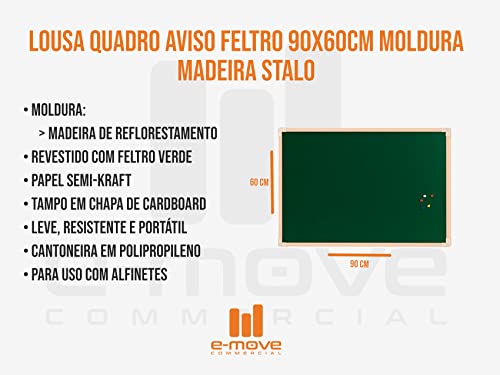 Quadro de Aviso Feltro Mold. Madeira 090X060cm STALO 9351