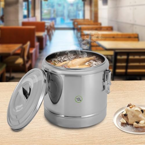 Cubo de alimentos aislado, transportador térmico de sopa de acero inoxidable, contenedor de 10 L para picnic al aire libre y viajes